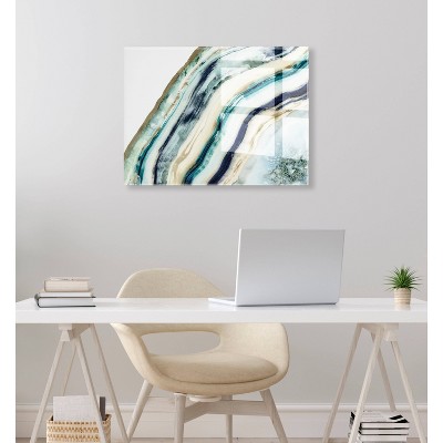 Teal Agate Floating Acrylic Abstract Wall Art, 23" x 31"