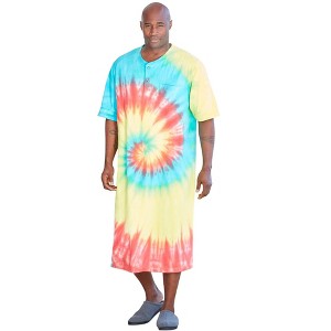 KingSize Short-Sleeve Jersey Henley Nightshirt - 1 of 4