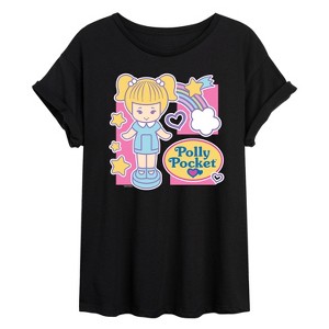 Women's - Polly Pocket - Doll with Logo Icons Oversized Graphic T-Shirt - 1 of 4