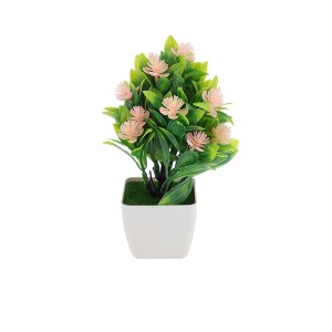 Unique Bargains Artificial Plants 17-Bud Square Pot Plum Blossom Arrangement Plastic 2.95"x2.95"x8.27" 1 Pcs - 1 of 4