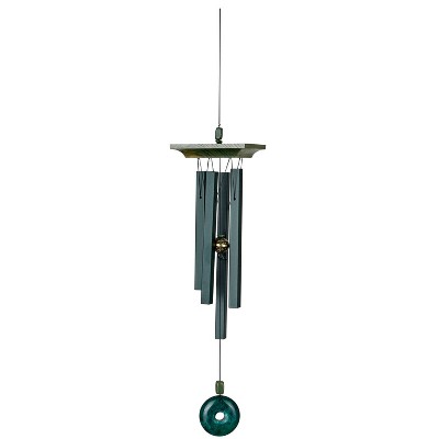 Green Jade and Satin Aluminum Wind Chime, 22''