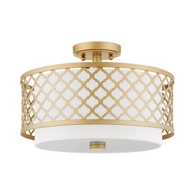 Soft Gold Drum Semi-Flush Mount Ceiling Light
