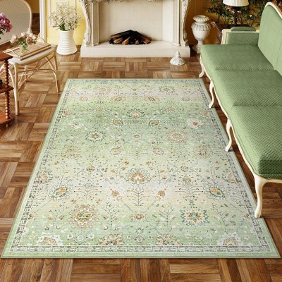 Lahome Vintage Full Coverage Classic Short Pile Velvet Rectangular Indoor Area Rug