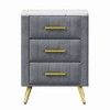 Bella Depot 16.3''W Upholstered Wooden Nightstand with 3 Drawers and Metal Legs - 3 of 4