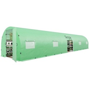 AMERLIFE 44x10x7.5 FT Tunnel Greenhouse, PE Cover, Film Clips, Galvanized Frame, Swing Door - 1 of 4
