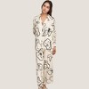 Anna-Kaci Lounge Women's Abstract Floral Woven Pajama Set with Long Sleeve Button Top and Wide Leg Pants - 2 of 4