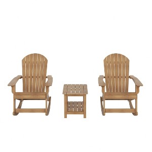 WestinTrends 3-Piece Outdoor Patio Adirondack Rocking Chair with Side Table Set - 1 of 3