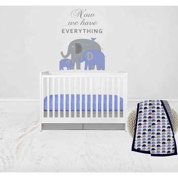 Bacati - Elephants Blue/Navy/Gray 3 pc Crib Bedding Set