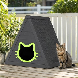 Kumasinova 24" All-Weather Outdoor Cat House and Cozy Indoor Cat Cave,Durable Cat Furniture with Dual Entry,Cat Hideaway for Most Cats and Small Pets - 1 of 4