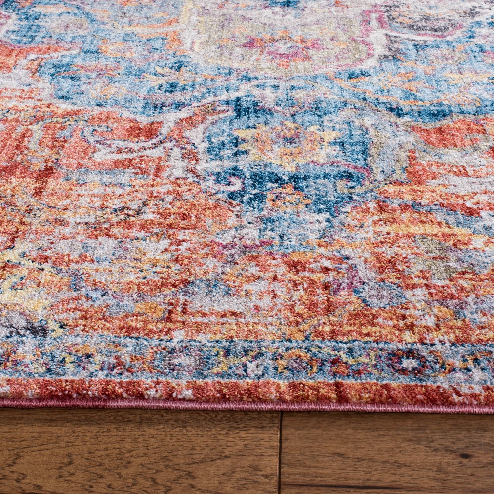 7'x7' Medallion Loomed Square Area Rug Blue/Orange - Safavieh