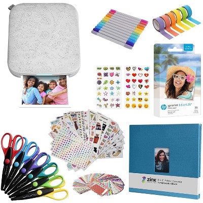 Hp Sprocket 3x4 Instant Photo Printer Kit: 20 Pack Zink Paper, Scissors,  Scrapbook Album, Markers, Sticker Sets - Scrapbook Bundle : Target