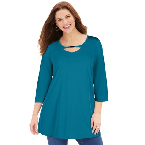 Catherines Women's Plus Size Seasonless Swing Tunic - 3x, Deep Teal ...