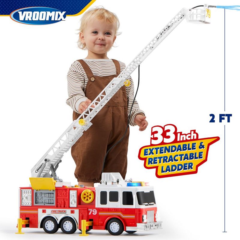 Syncfun Kids' Toy Fire Truck Extra Large Size Fire Truck Toys with 33-inch Extending Ladder Gift For Boys 3+ Friction Powered Big Firetruck, 3 of 7