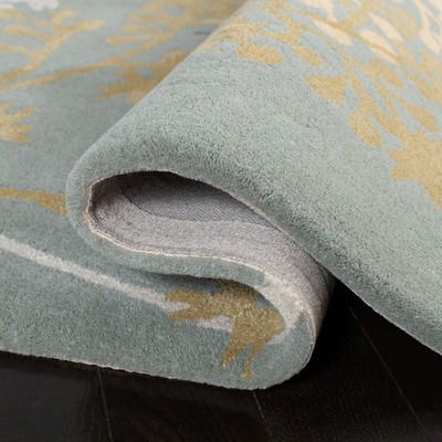 Light Blue and Multi Floral Hand-Tufted Wool Area Rug