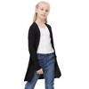 Girl's Long Cardigans Lightweight Sweater Knit Cardigan Open FrontLong Sleeve Shacket for Fall Longline Cardigan with Side Pockets,Black - S - 4 of 4