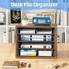 Simple Trending Paper Organizer Letter Tray, 4-Tier Wooden Mesh Desk File Organizer, Paper Sorter Folder Holder for Office Home School, Rustic Brown - 3 of 4