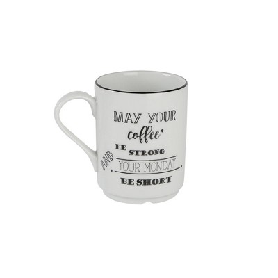 Be Happy White Ceramic 4-Piece Mug Set