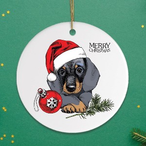 Dachshund Christmas Ornament, Cute Dog with Santa Hat| OrnamentallyYou - 1 of 4