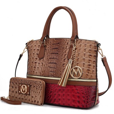 MKF Collection Autumn Crocodile Skin Tote Bag with Wallet by Mia K