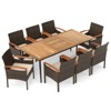 Costway 9 PCS Patio PE Wicker Dining Set with Cushions and 1.9" Umbrella Hole for Deck - 2 of 4