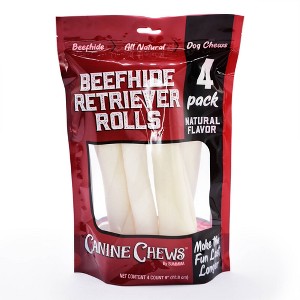 Canine Chews Natural Rolls Beef Rawhide Dog Treats - 4ct - 1 of 4