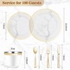 Itopfox 600PCS Clear Gold Dinnerware Set for 100, Party, Christmas & New Year, Disposable Plates, Dessert Plates, Cups, Spoons, Forks & Knives - 4 of 4