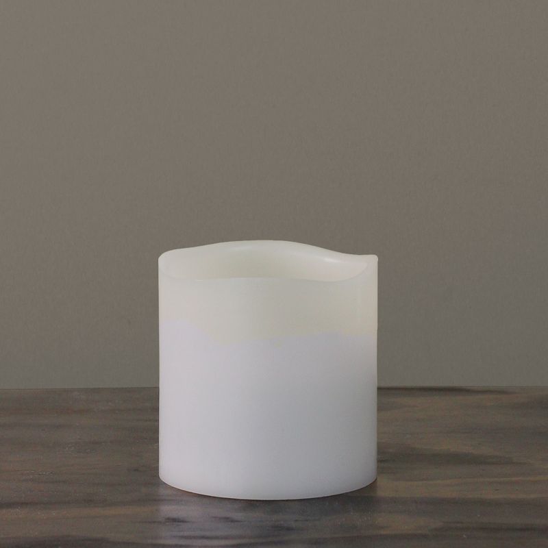 Northlight 6" Prelit LED Battery Operated Flameless 3-Wick Flickering Pillar Candle - White, 3 of 4