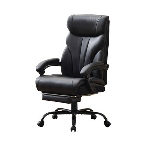 Big and Tall Office Chair 500LBS With footrest, Ergonomic Leather Executive Chair with Adjustable Height & Flip-up Armrests, Wide Reclining - 1 of 4