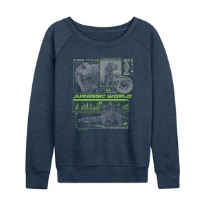 Women's - Jurassic World: Rebirth - Dinosaur DNA Digital Lightweight French Terry Wide Neck Long Sleeve Shirt - 1 of 4