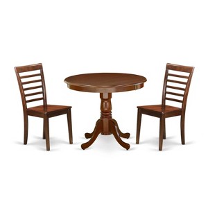 Family Dining Set 36 Inch Table with 2 Chairs - Wood Kitchen Table Set for 4 - 1 of 4