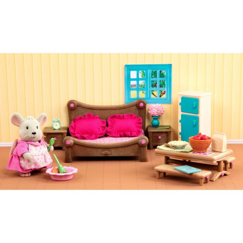 Li&#39;l Woodzeez Miniature Furniture Playset 26pc - Master Bedroom &#38; Dining Set, 4 of 8