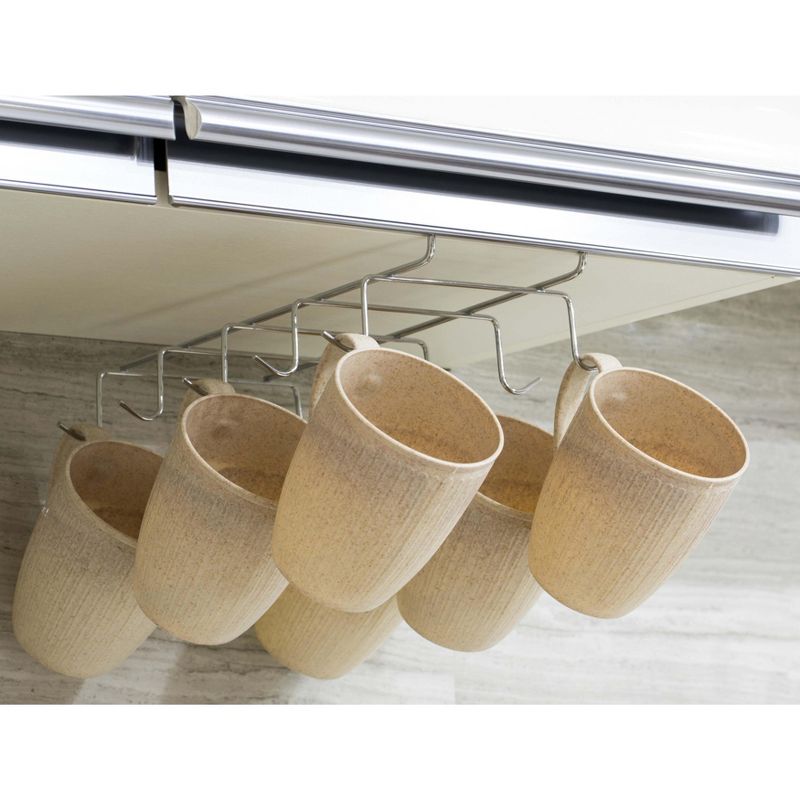 Basicwise Cup Rack Under Shelf, Kitchen Utensil Drying hooks, 5 of 8