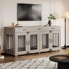 coucheta 71'' Dog Crate Furniture for 2 Rooms, Wooden Double Crate with Door, TV Stand End Table with Divider for Large Medium Dogs - 2 of 4