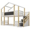 Twin Over House Bunk Bed, With White Storage Staircase And Blackboards, Twin Over Size Bunk Bed Frame, Convertible Bunk Bed, For Kids Bedroom - 3 of 4