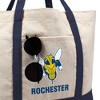 University of Rochester Canvas Tote Bag With External Pocket, Reusable Shoulder Bag for Shopping, School, Beach, Navy - 2 of 4