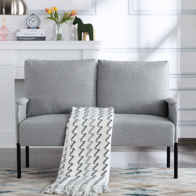 DOMETOUR 45.7" Loveseat Couch for Living Room Bedroom Apartment, Metal Frame Futon Loveseat  Sofa