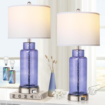 ROTTOGOON Table Lamps for Bedrooms Set of 2, 26" Modern Nightstand Lamp for Living Room with Touch Control USB Ports & White Shade Home Decor