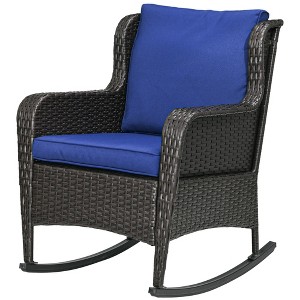 Aghana Digitals Outdoor PE Rattan Rocking Chair with Soft Washable Cushions - Classic Style for - 1 of 4