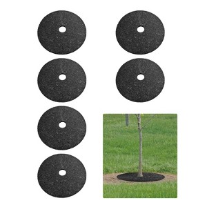 Rubber Mulch Tree Ring, Reusable Round Tree Weed Barrier Mat, Root Barrier for Landscaping Weed Grass Control, Root Protection - 1 of 4