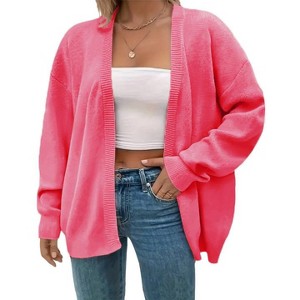 Women's Plus Size Open Front Knit Cardigan Casual Coatigan Sweater Lady Jacket Coat  Winter Outerwear - 1 of 2