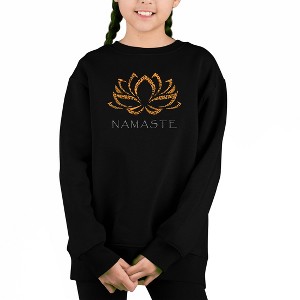 LA Pop Art Namaste - Girl's Word Art Crewneck Sweatshirt - 1 of 3