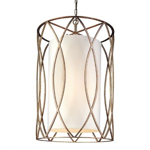 Troy Lighting Sausalito 8 - Light Pendant in  Silver Gold Linen Shade - 1 of 2