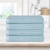 Plush Cotton Ribbed Checkered Border Medium Weight 4 Piece Bath Towel Set by Blue Nile Mills - 2 of 4
