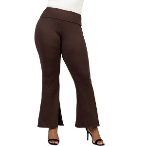 24seven Comfort Apparel Black Bell Bottom Foldover Waist Plus Size Sweatpants - 1 of 3
