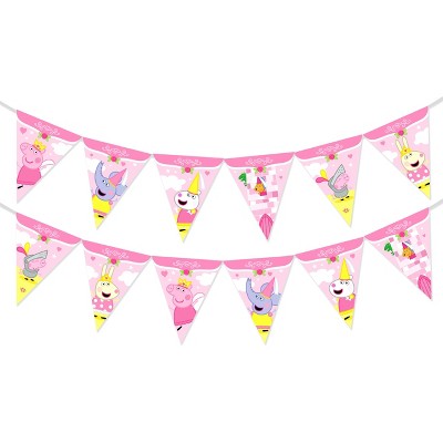 Treasures Gifted Princess Peppa Pig Banner Pennant - Princess Peppa Pig Party Supplies - 2 Pack