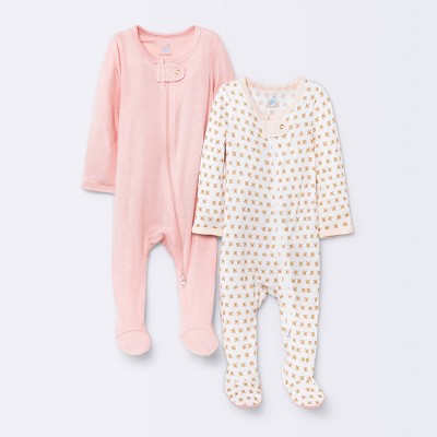 Baby Girls' 2pk Modal Sleep N' Play - Cloud Island™ Pink Newborn