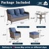 SUGOLD 6-Piece Wicker Patio Conversation Set with 3-Seat Sofa, 2 Swivel Rocking Chairs, 2 Ottomans, Side Table, Comfortable Blue Cushions - 2 of 4