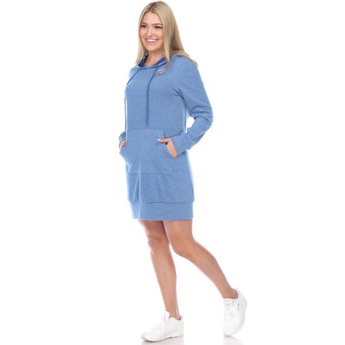 Women s Hoodie Sweatshirt Dress Blue X Large White Mark