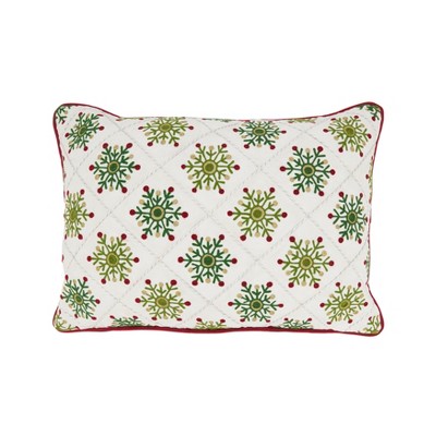 Saro Lifestyle Frosty Elegance Embroidered Snowflakes Poly Filled Throw Pillow, 14"x20", Multicolored