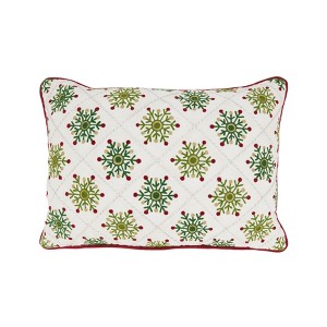 Saro Lifestyle Frosty Elegance Embroidered Snowflakes Poly Filled Throw Pillow, 14"x20", Multicolored - 1 of 3